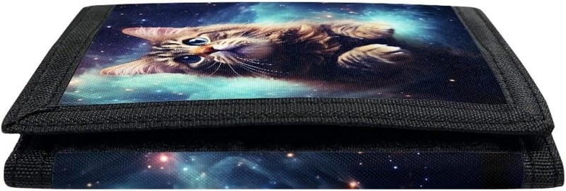 GLUDEAR Kids Boys Girls Novelty Wallet Trifold Youth Wallet Coin Pocket Card Holders Outdoor Money Organizer,Galaxy Brown Cat - Image 5